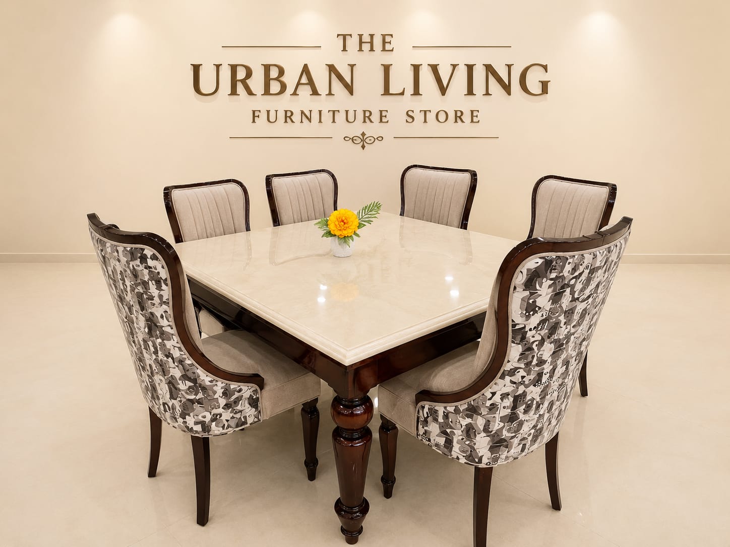 Regal Square Marble Dining Set